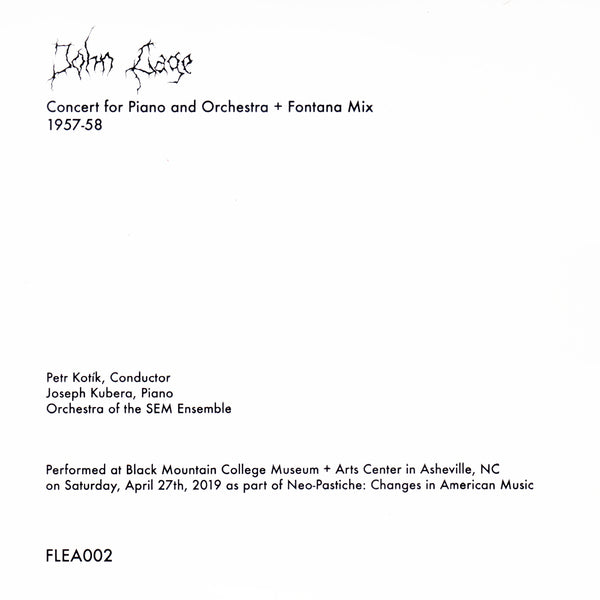 John Cage // Concert for Piano and Orchestra” with “Fontana Mix” CD