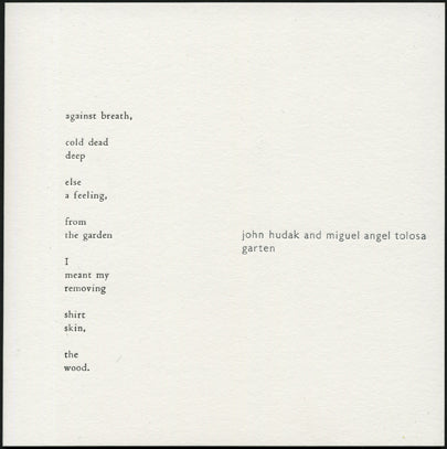 John Hudak and Miguel Angel Tolosa // Garten CD