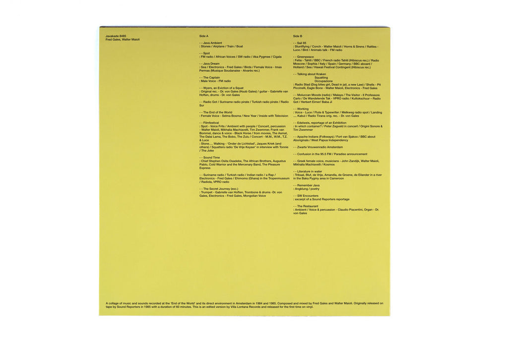 Fred Gales, Walter Maioli // Javakade 8485 LP / TAPE – Tobira Records