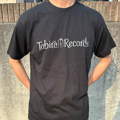 Tobira Records T-Shirt - Silver Center Chest Logo w/ Kanji Print Reverse - BLACK