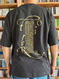 Tobira Records Oversized Silhouette T-Shirt - Smokey Black - Center Chest / Kanji Logo - L, XL, XXL