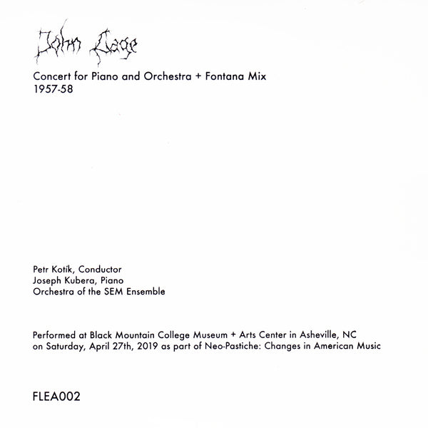 John Cage // Concert for Piano and Orchestra ”with“ Fontana Mix ”CD