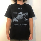 M. B. T-SHIRT (grey ink on black T-shirt)